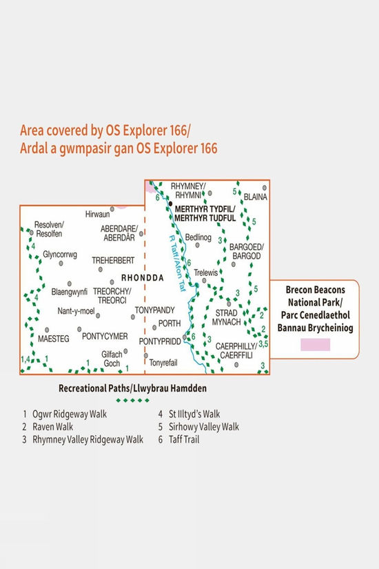 Active Explorer Map 166 Rhondda And Merthyr Tydfil