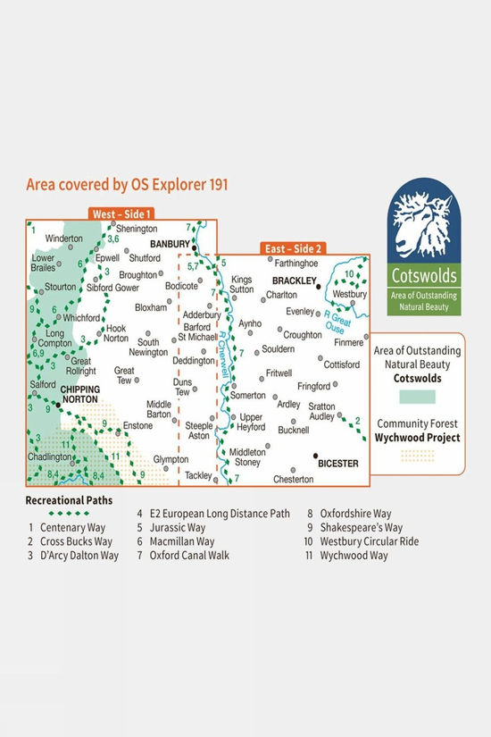 Active Explorer Map 191 Banbury Bicester And Chipping Norton