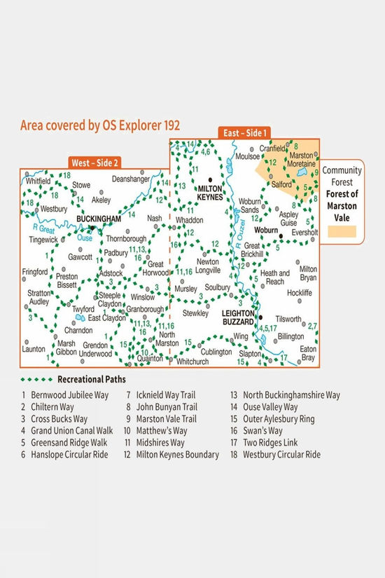 Active Explorer Map 192 Buckingham And Milton Keynes