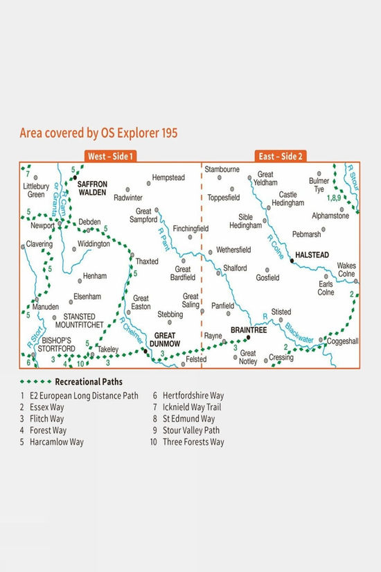 Active Explorer Map 195 Braintree And Saffron Walden