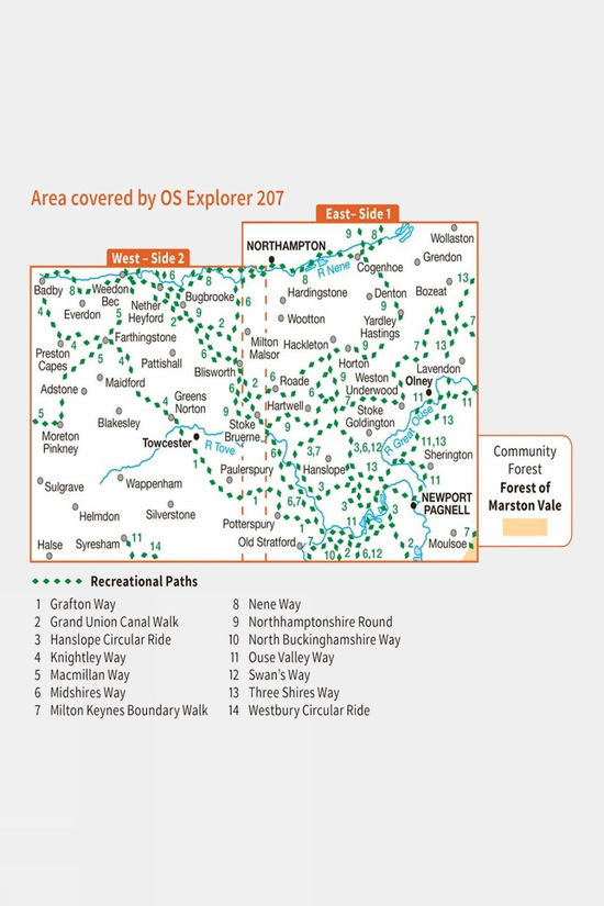 Active Explorer Map 207 Newport Pagnell And Northampton South