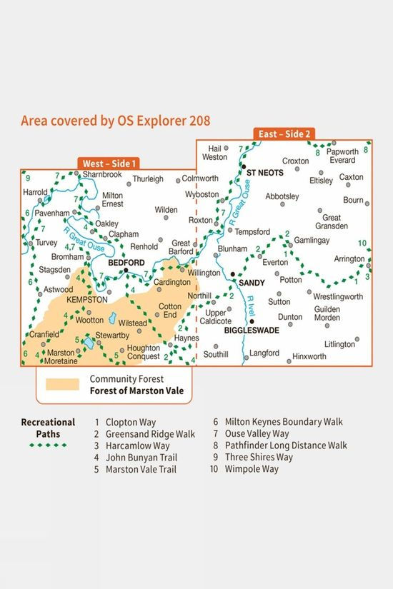 Active Explorer Map 208 Bedford And St Neots