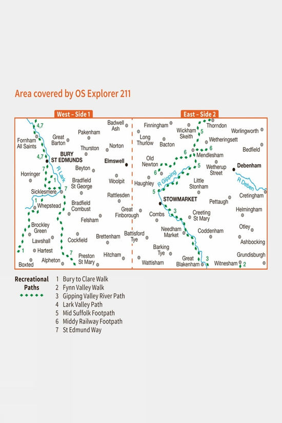 Active Explorer Map 211 Bury St Edmunds And Stowmarket