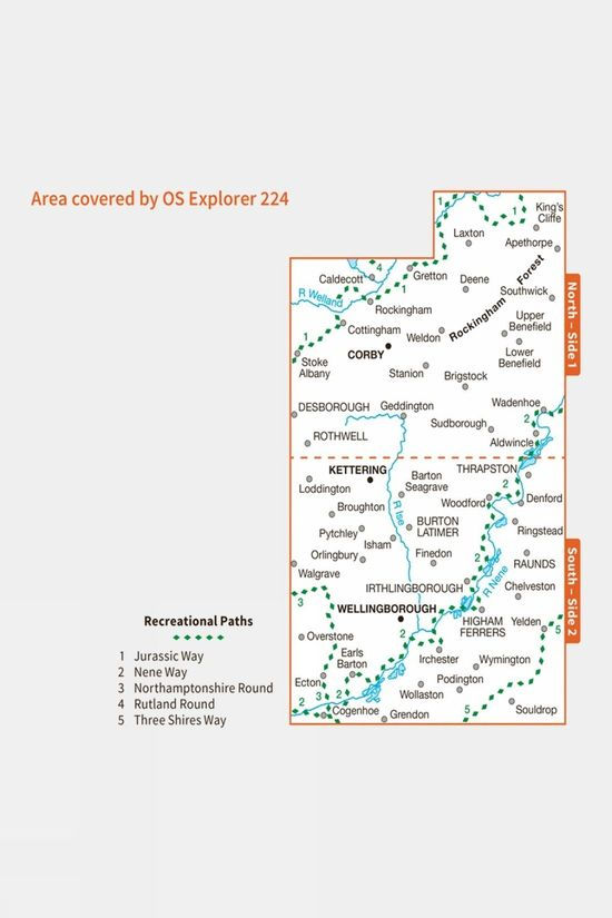 Active Explorer Map 224 Corby Kettering And Wellingborough