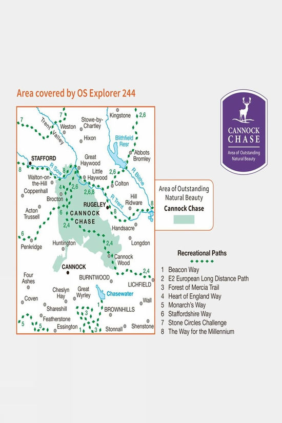 Active Explorer Map 244 Cannock Chase And Chasewater