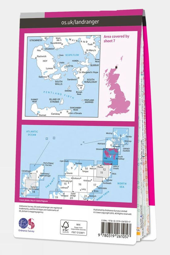 Active Landranger Map 07 Orkney - Southern Isles