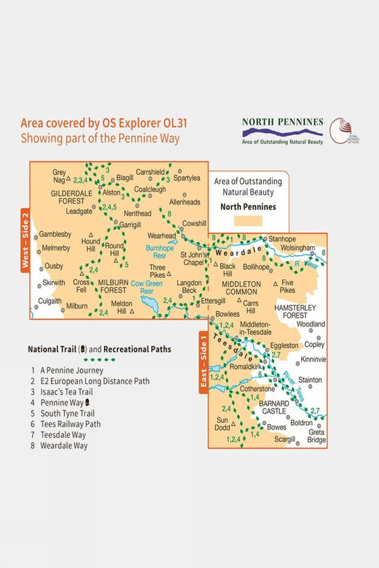 Active Explorer Map OL31 North Pennines