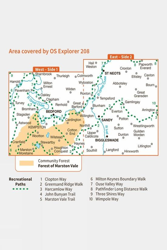 Explorer Map 208 Bedford And St Neots