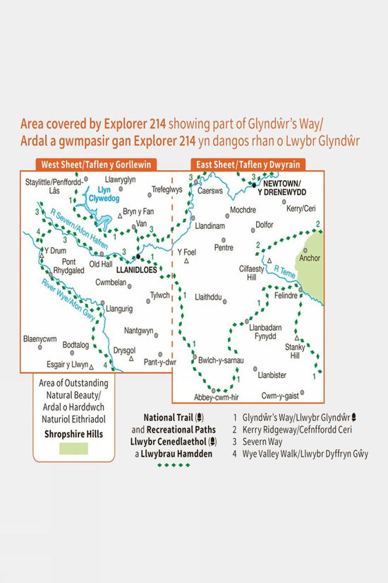 Explorer Map 214 Llanidloes And Newtown