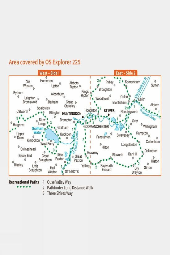 Explorer Map 225 Huntingdon And St Ives
