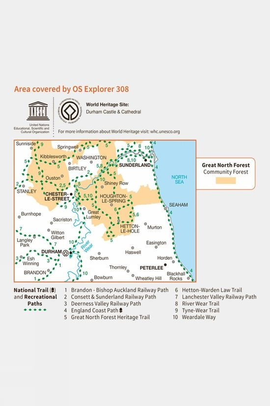 Explorer Map 308 Durham And Sunderland
