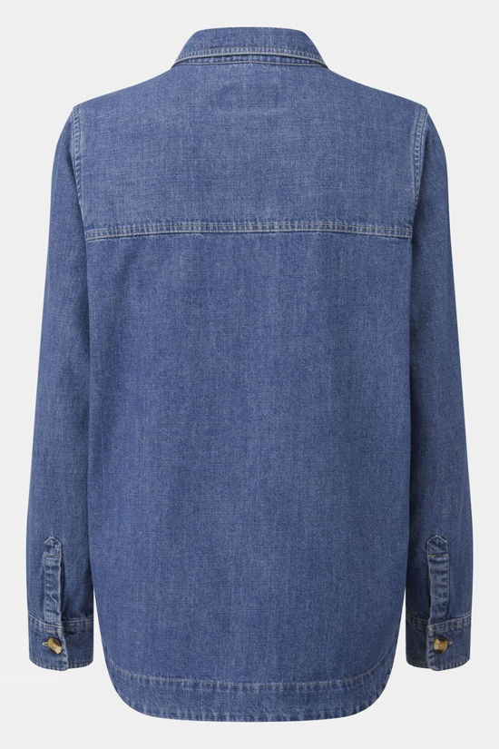 Womens Coral Denim Long Sleeve Shirt