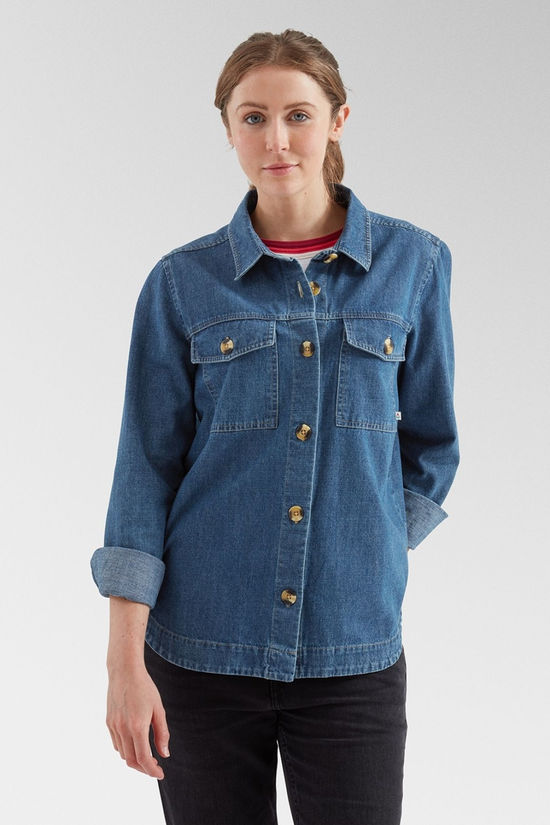 Womens Coral Denim Long Sleeve Shirt