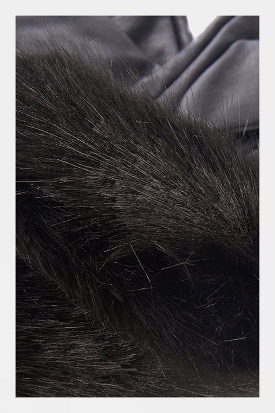 Womens Faux Fur Trimmed Leather Gloves