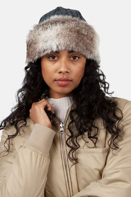 Womens Fur Cable Bandhat Beanie