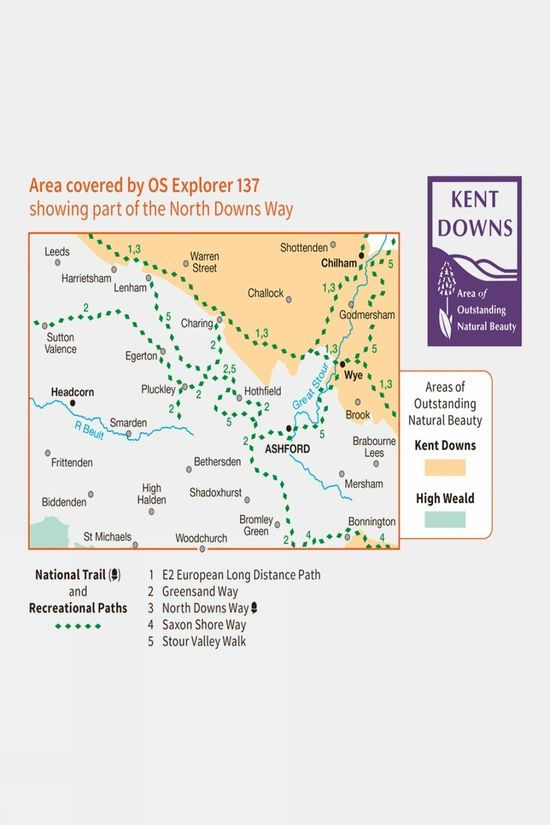 Explorer Map 137 Ashford Headcorn Chilham & Wye
