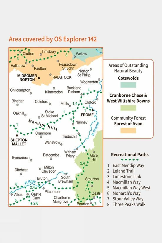 Explorer Map 142 Shepton Mallet And Mendip Hills East