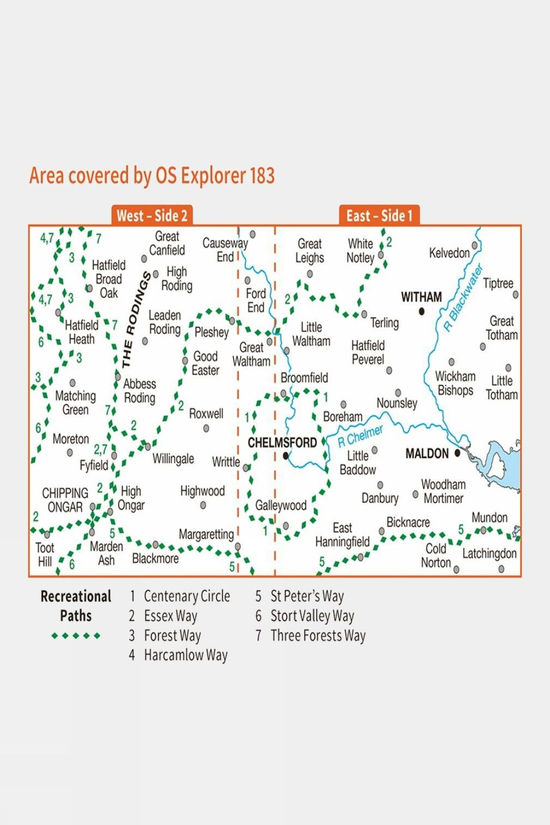 Explorer Map 183 Chelmsford And The Rodings