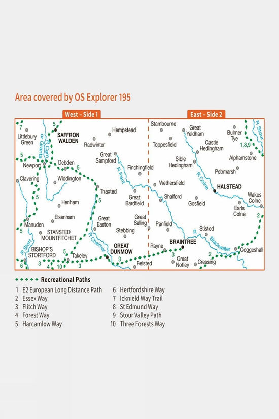 Explorer Map 195 Braintree And Saffron Walden