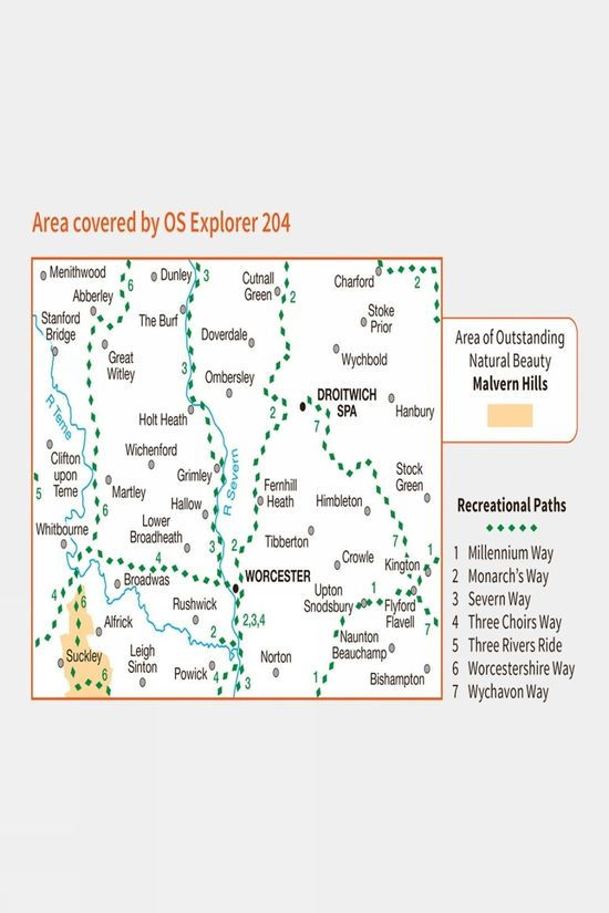 Explorer Map 204 Worcester And Droitwich Spa
