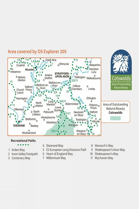 Explorer Map 205 Stratford-upon-Avon And Evesham