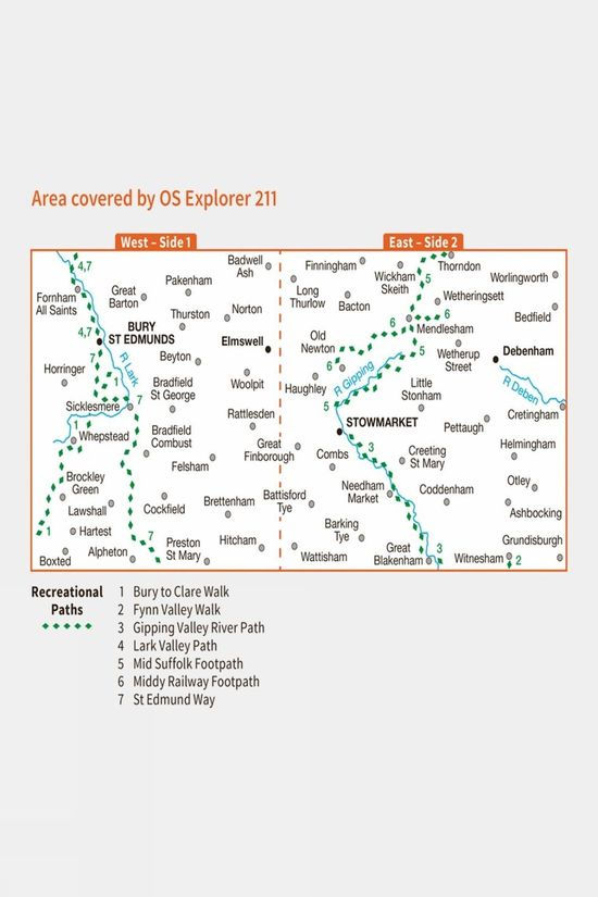 Explorer Map 211 Bury St Edmunds And Stowmarket