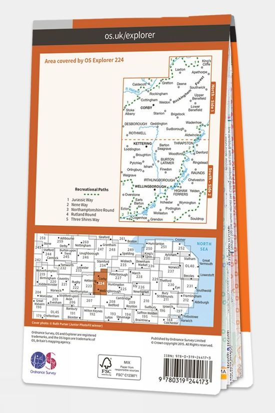 Explorer Map 224 Corby Kettering And Wellingborough