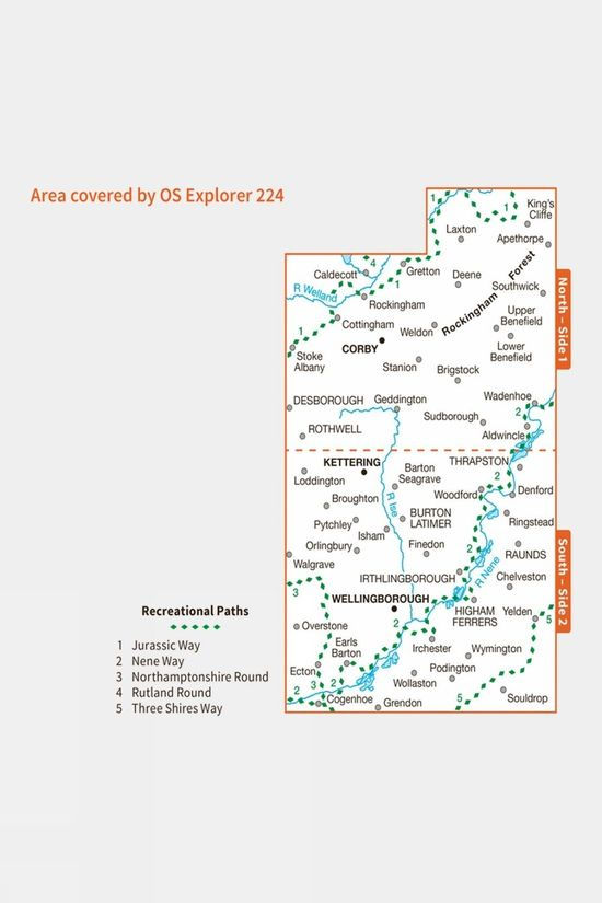 Explorer Map 224 Corby Kettering And Wellingborough