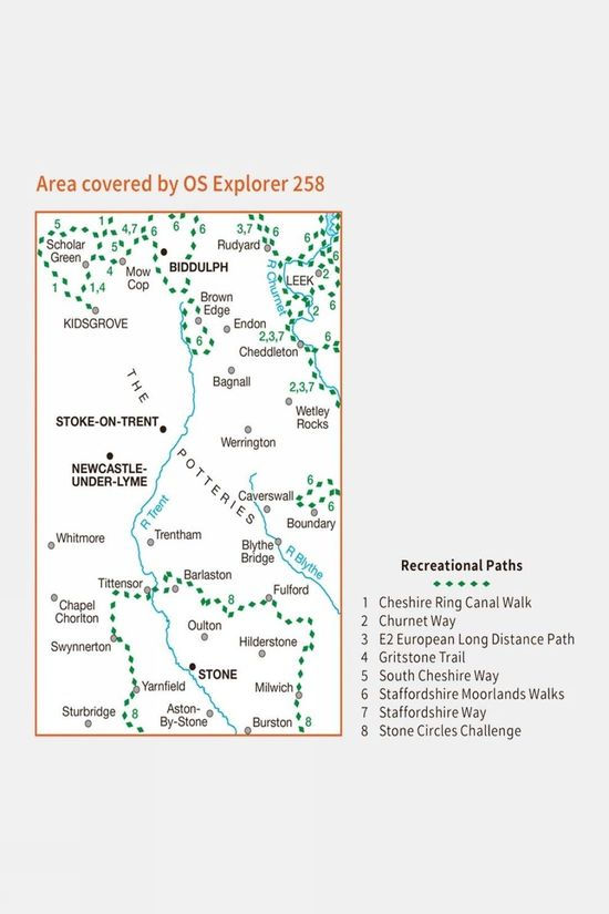 Explorer Map 258 Stoke-on-Trent And Newcastle-under-Lyme