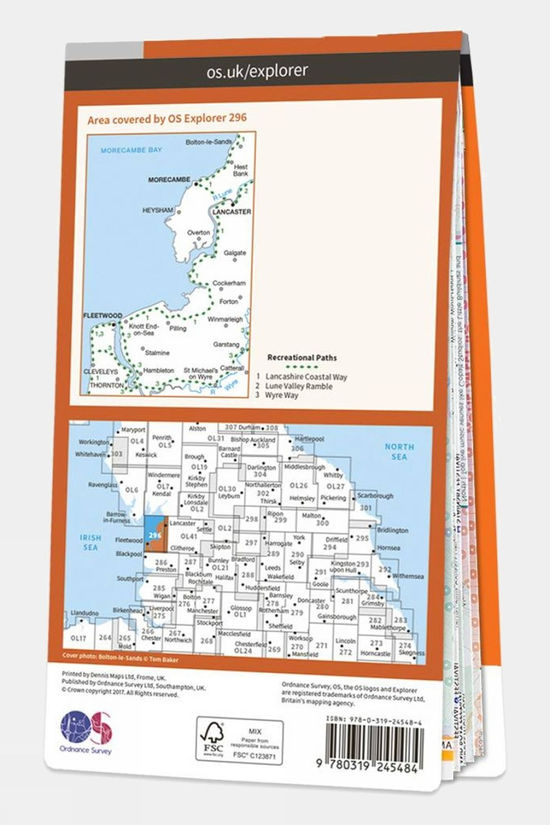 Explorer Map 296 Lancaster Morecambe And Fleetwood