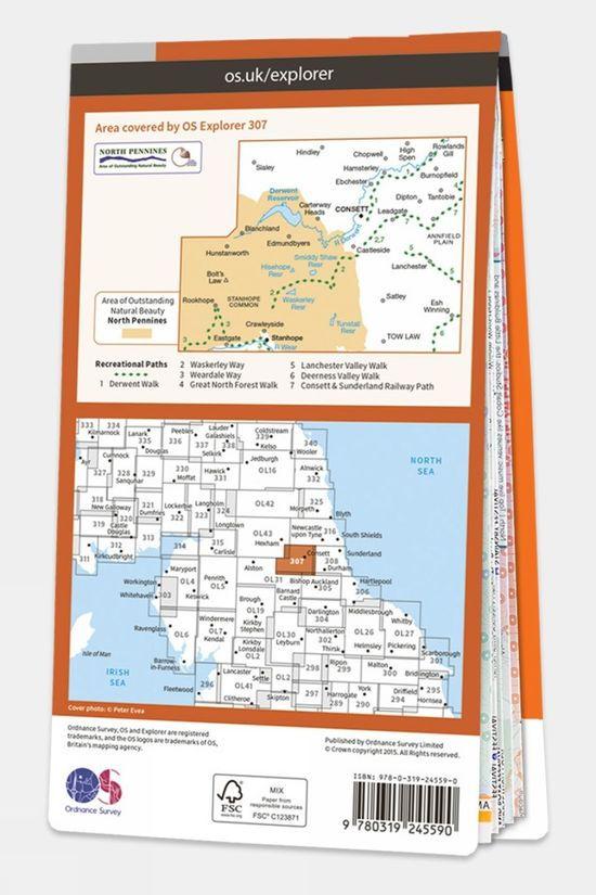 Explorer Map 307 Consett And Derwent Reservoir