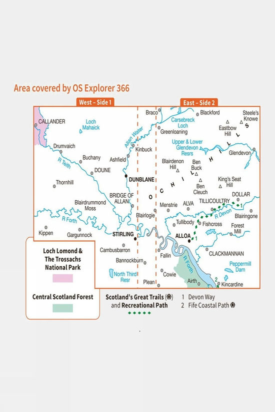 Explorer Map 366 Stirling And Ochil Hills West