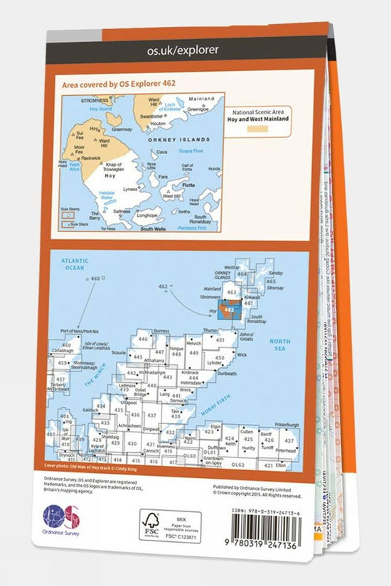 Explorer Map 462 Orkney - Hoy South Walls And Flotta