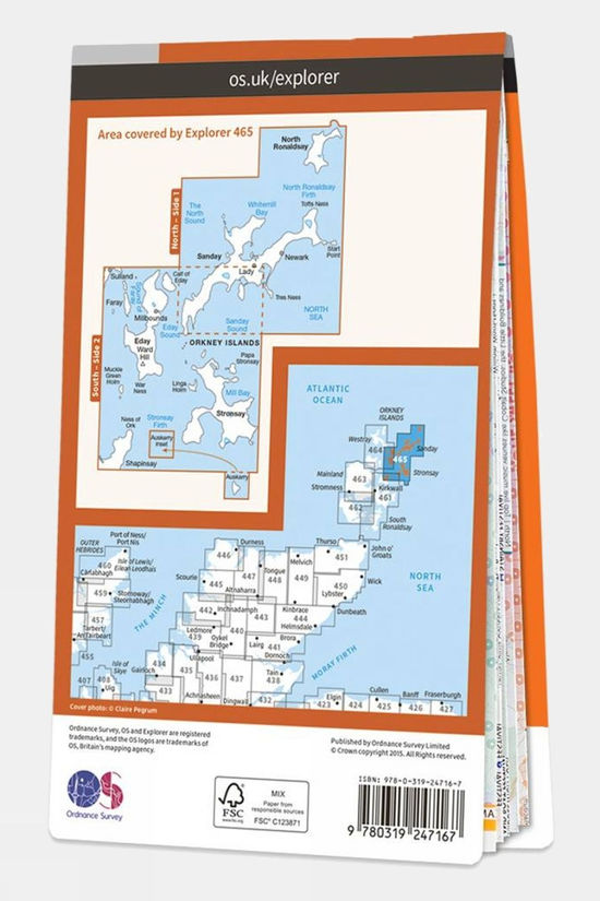 Explorer Map 465 Orkney - Sanday Eday North Ronaldsay And Stronsay