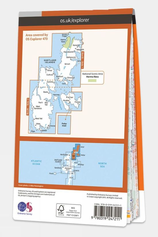 Explorer Map 470 Shetland - Unst Yell And Fetlar