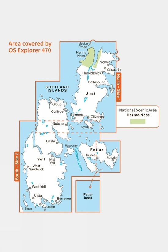 Explorer Map 470 Shetland - Unst Yell And Fetlar