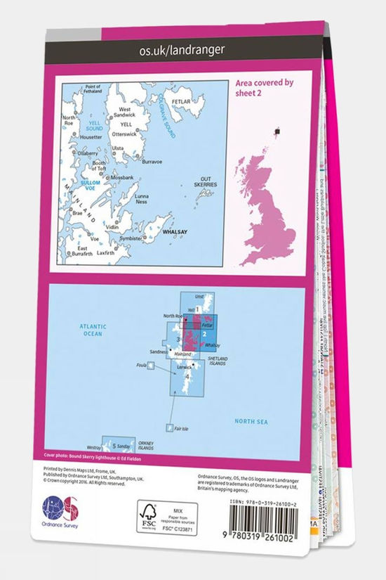 Landranger Map 02 Shetland - Sullom Voe And Whalsay