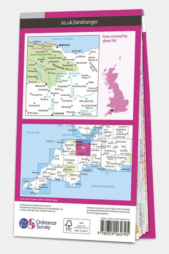 Landranger Map 181 Minehead And Brendon Hills