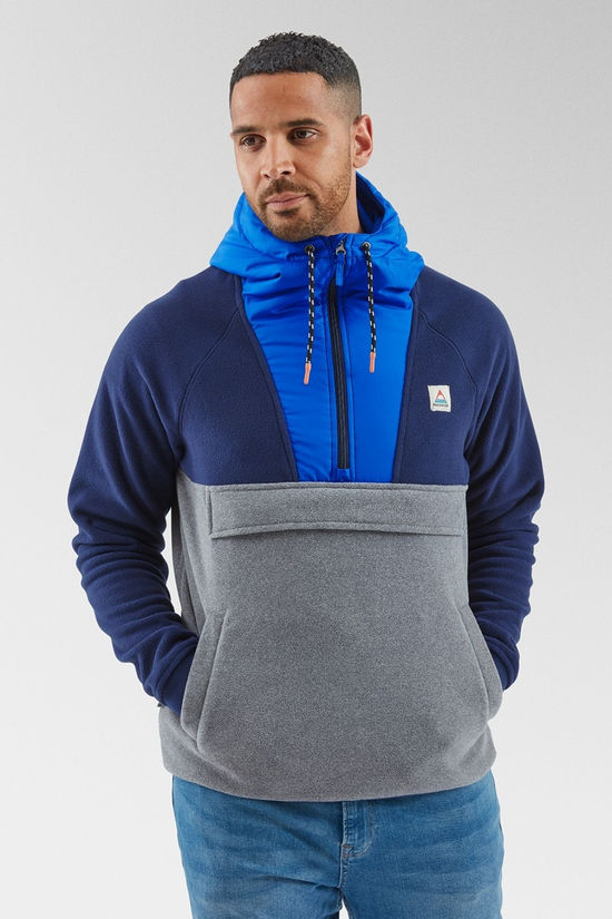 Mens Woodland Hooded 1/2 Zip Recycled Polar Fleece