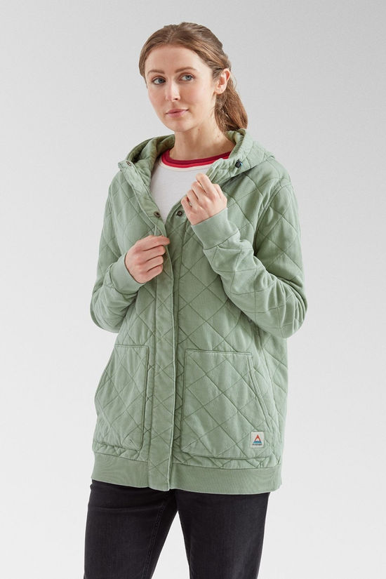 Womens Clementine Recycled Quilted Popper Up Hoodie