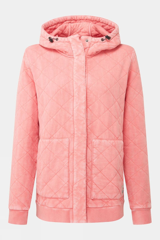 Womens Clementine Recycled Quilted Popper Up Hoodie
