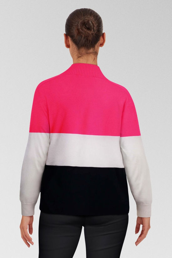 Womens Merino Three Colourblock Half Zip Fleece Top