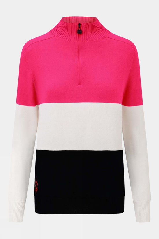 Womens Merino Three Colourblock Half Zip Fleece Top